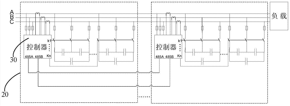 Intelligent reactive compensation controller device with master and slave functions