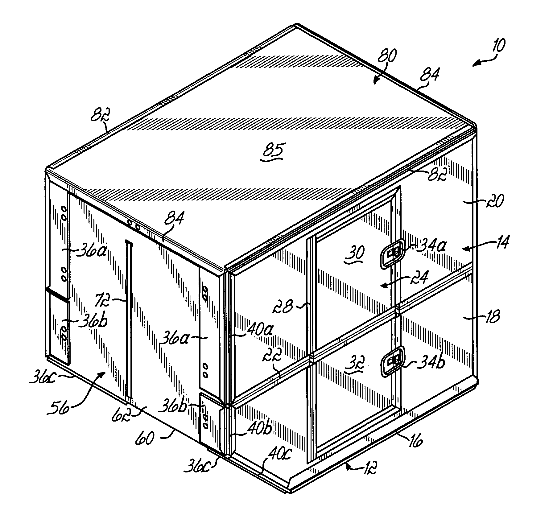 Collapsible container for air shipment cargo and method of use