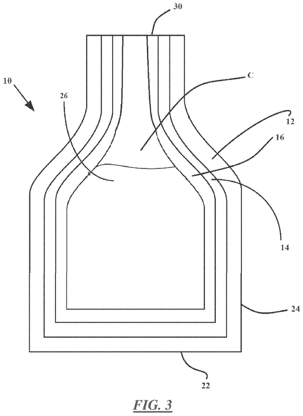 Multi-layer article for storing a product