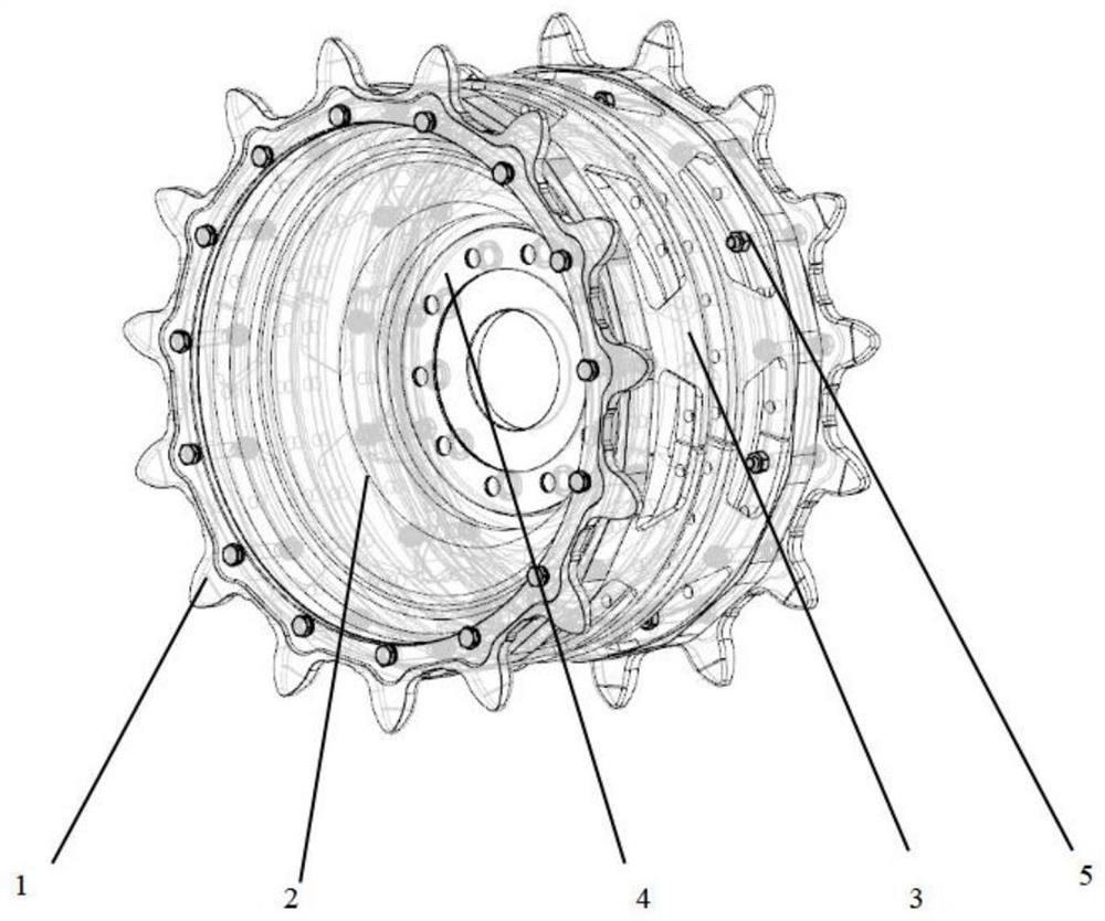 Double-gear positioned integrated supporting ring driving wheel