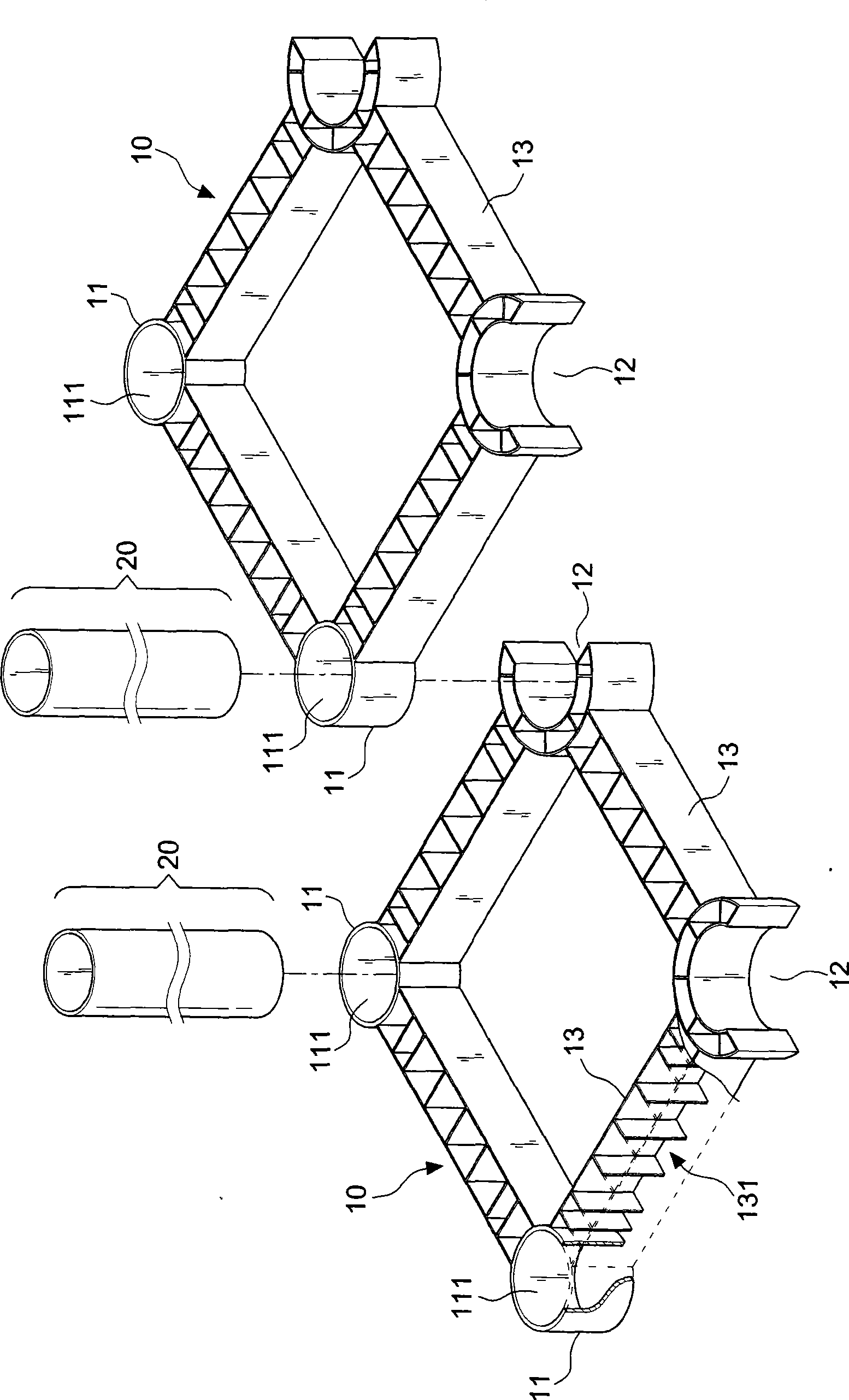 Tenon joint type spatial mesh structure