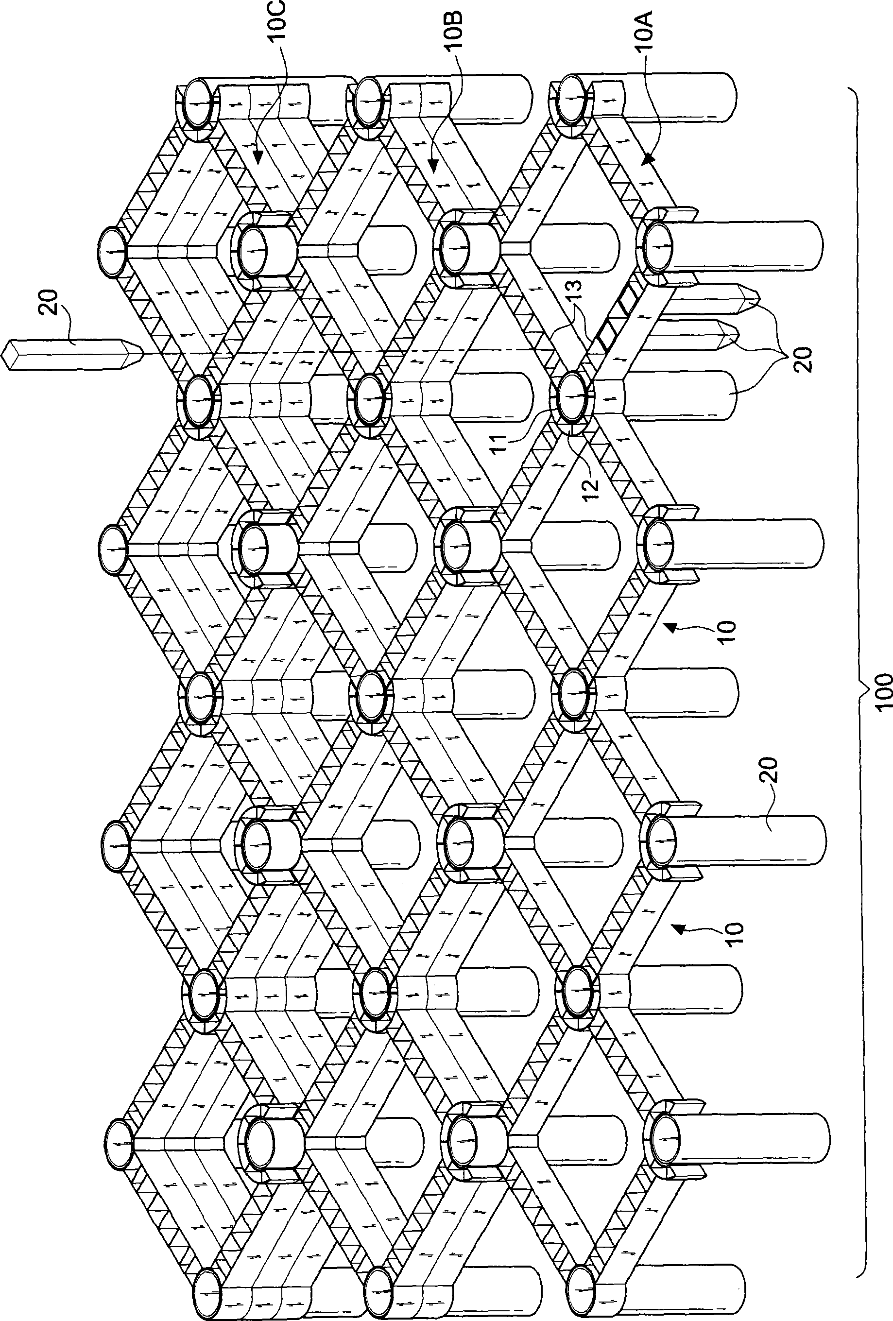 Tenon joint type spatial mesh structure