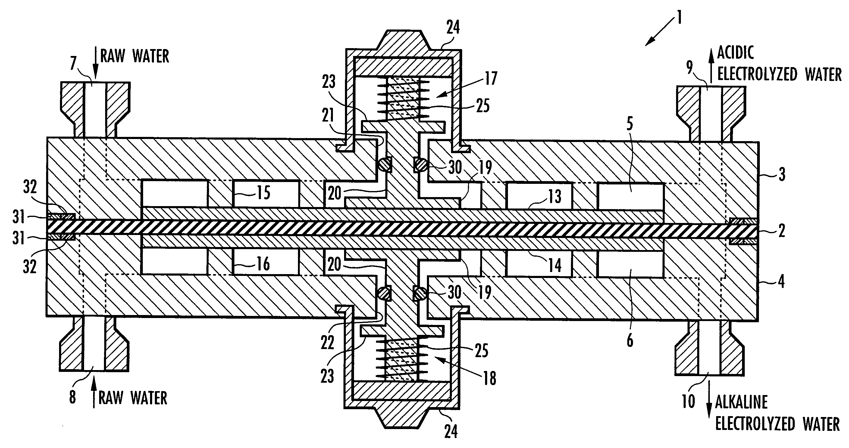 Electrolytic cell for electrolyzed water generator