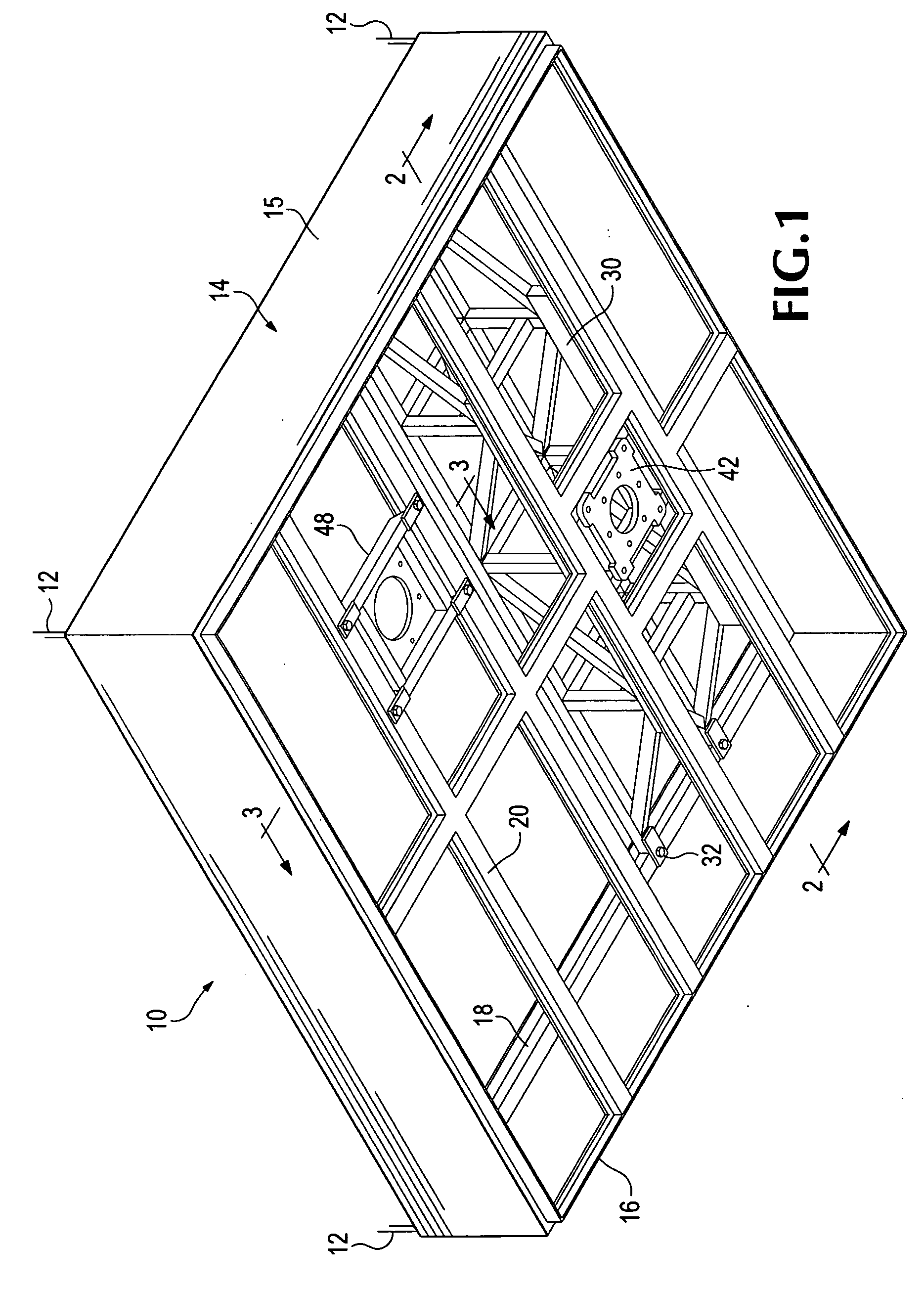 Ceiling system with integrated equipment support structure