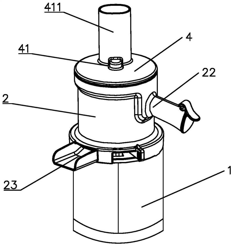 One of the upper filtering screw squeezing juicer