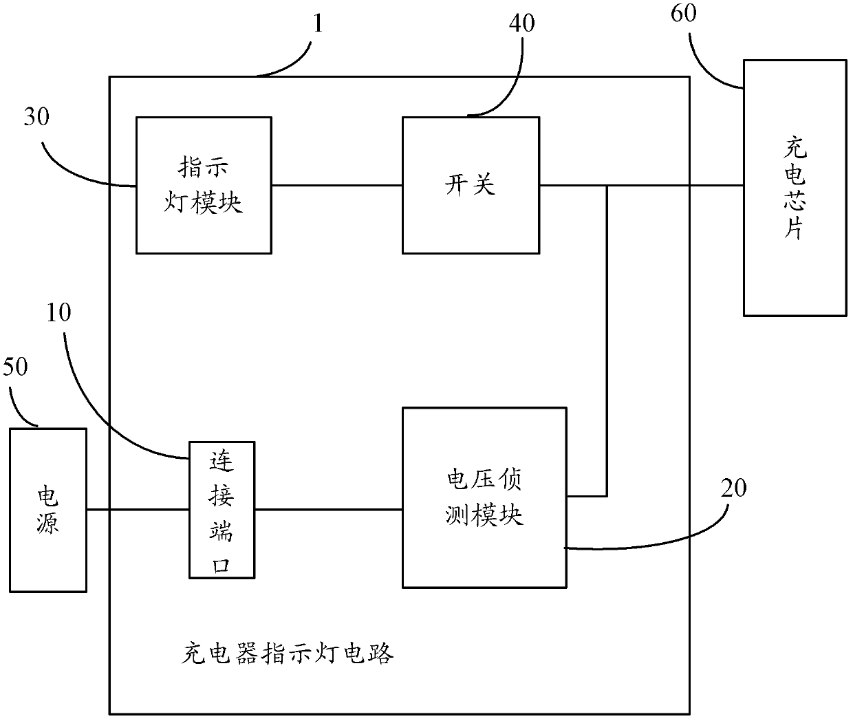 Charger indicating lamp circuit