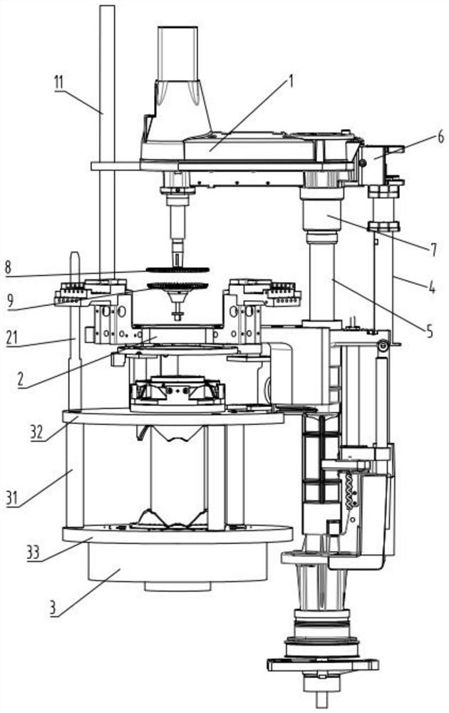 Liftable machine head and hosiery knitter