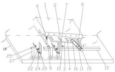 Stepping type walking mechanism for main bridge construction, thrust device and construction method of stepping type walking mechanism