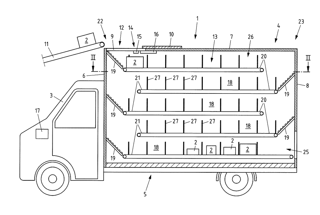 Delivery Vehicle and Method for Delivering Consignments at Different Locations on a Delivery Route