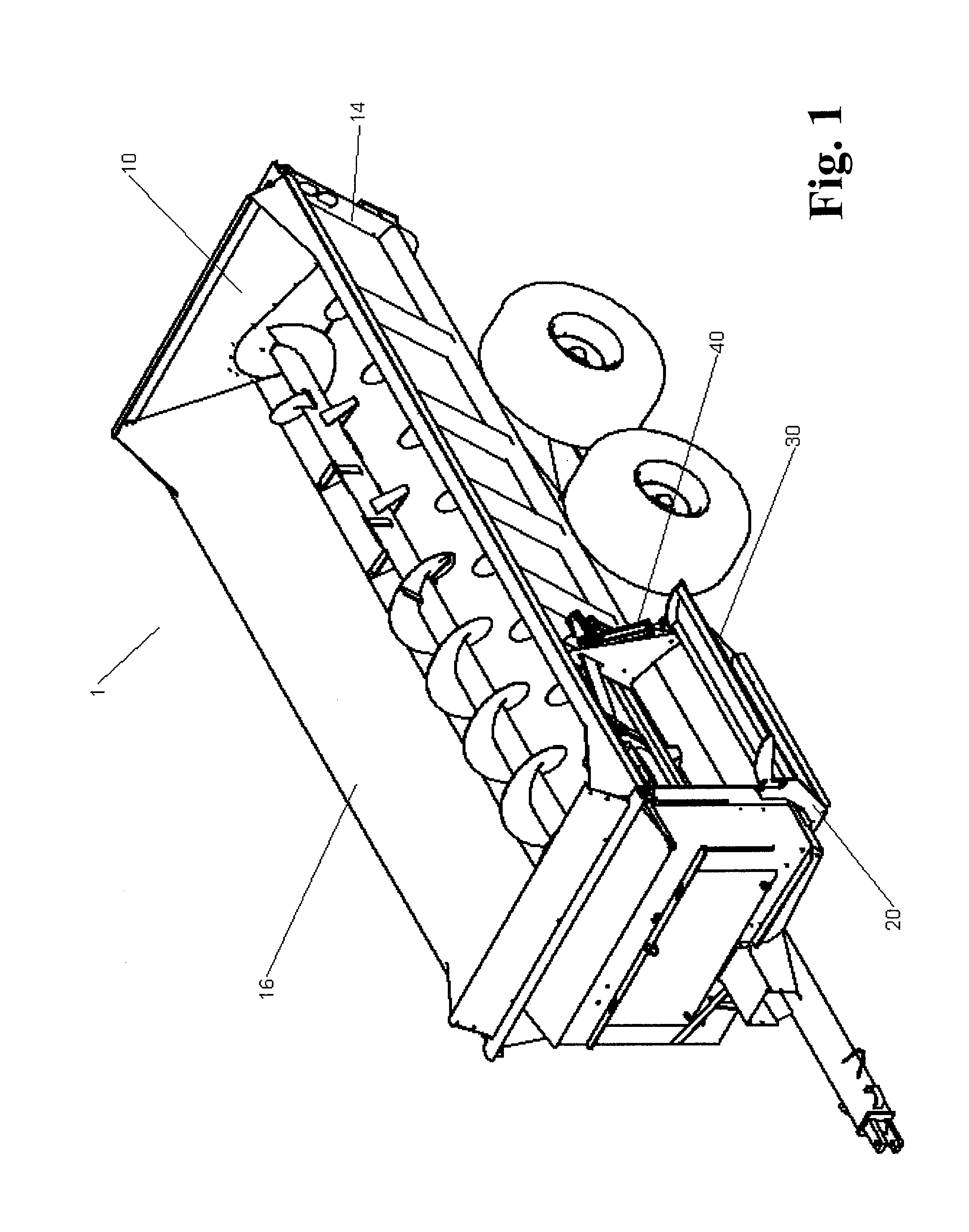 Combination material deflector and door seal for a material spreader