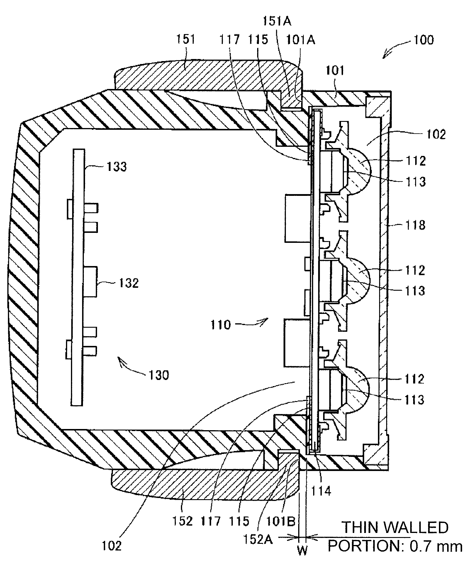 Imaging device with a heat dissipating member