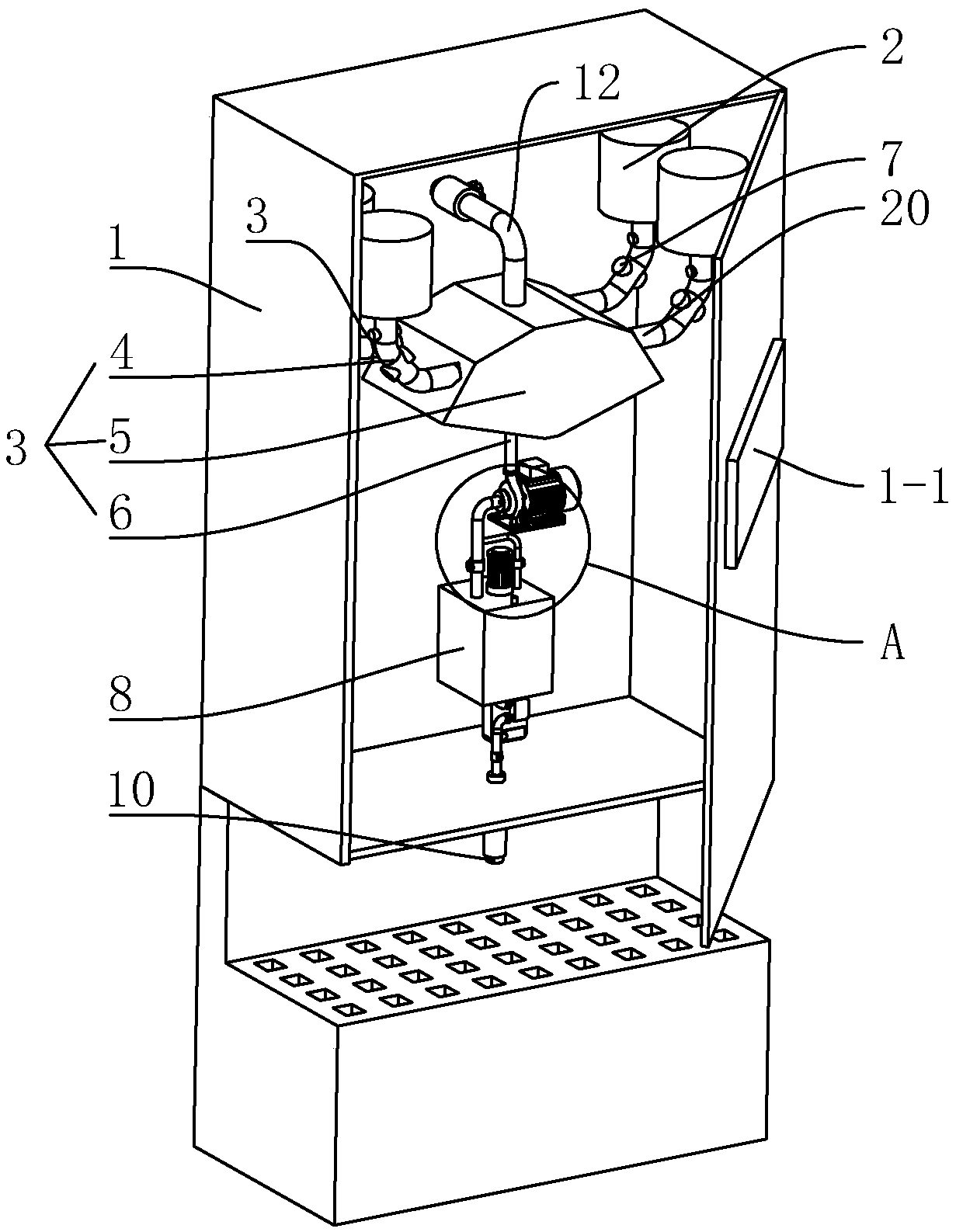 Equipment for automatically mixing liquid drink freshly and mixing method