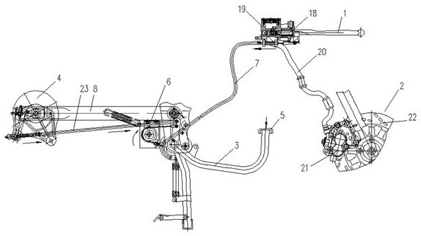 A motorcycle front and rear linkage braking mechanism