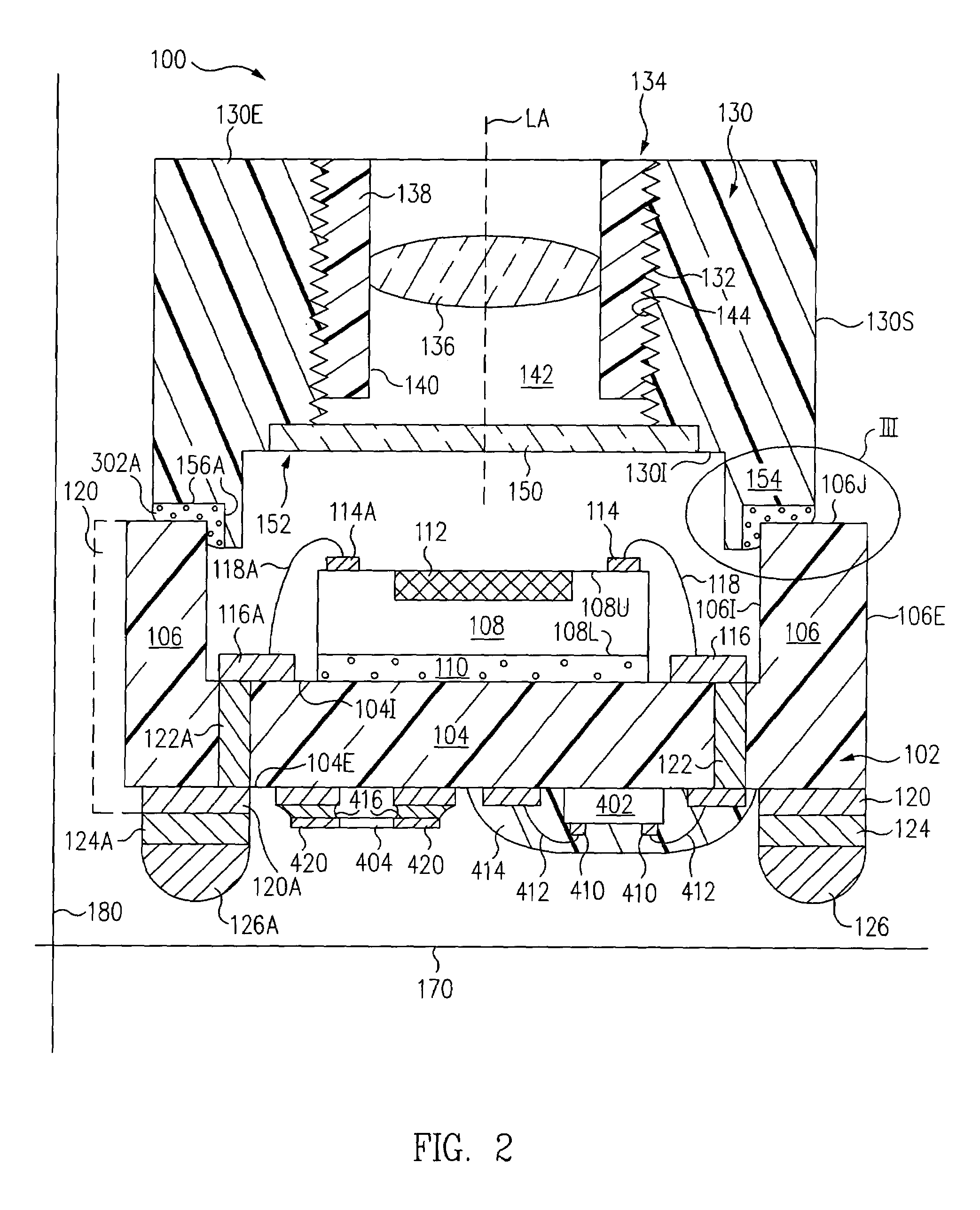 Optical module with lens integral holder fabrication method