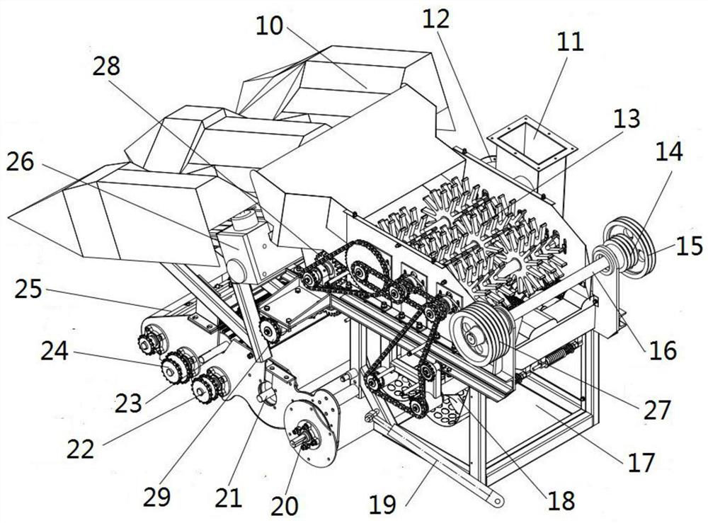 Round baler bundling machine for corn harvesting