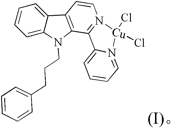 Copper chloride complex of 1-(2-pyridine)-9-(3-phenylpropyl)-β-carboline and its synthesis method and application