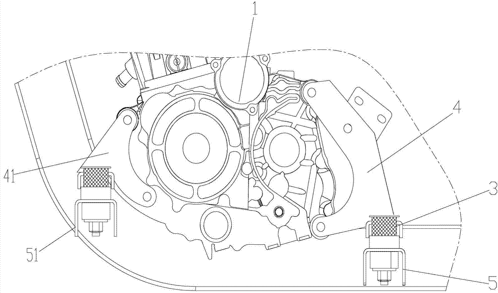 Engine suspension component and motor tricycle