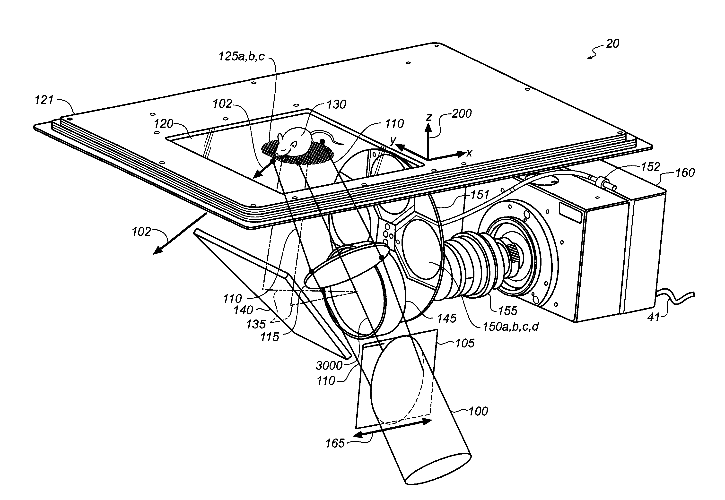 Apparatus and method for fluorescence imaging and tomography using spatially structured illumination