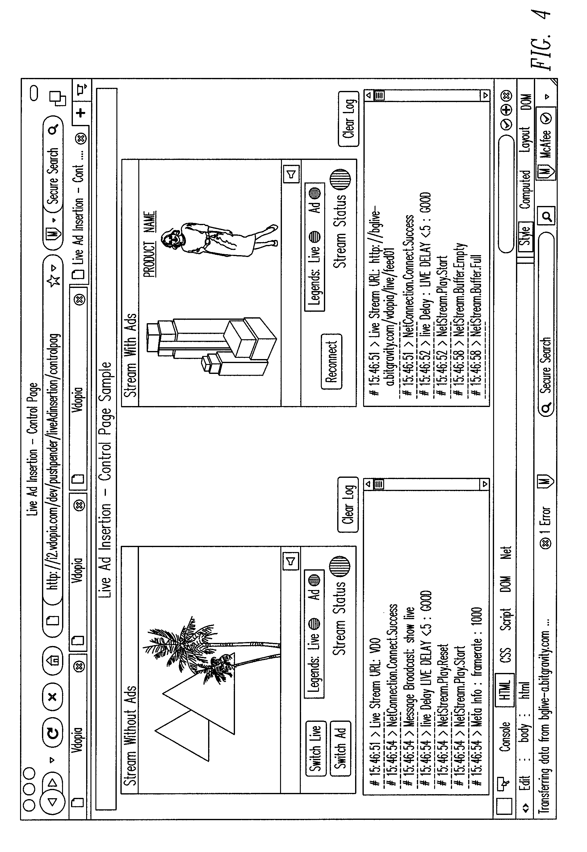 Method and apparatus for insertion of advertising in a live video stream