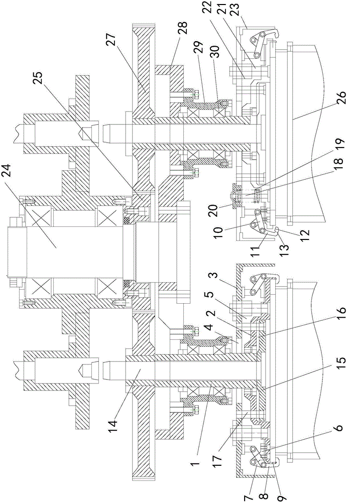 Workpiece basket clamping and rotating device