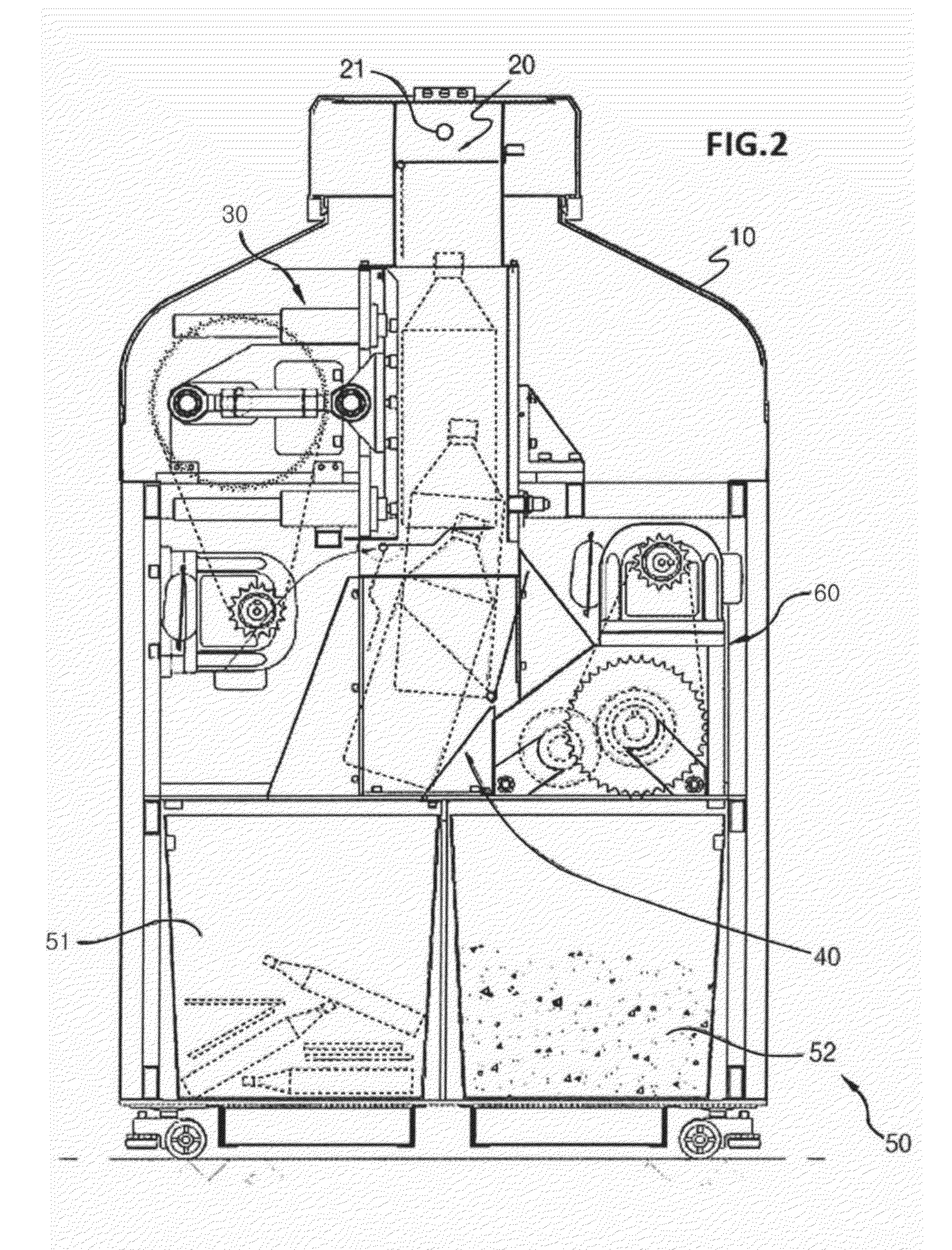 Selective collection system for recycling input materials having a monitor