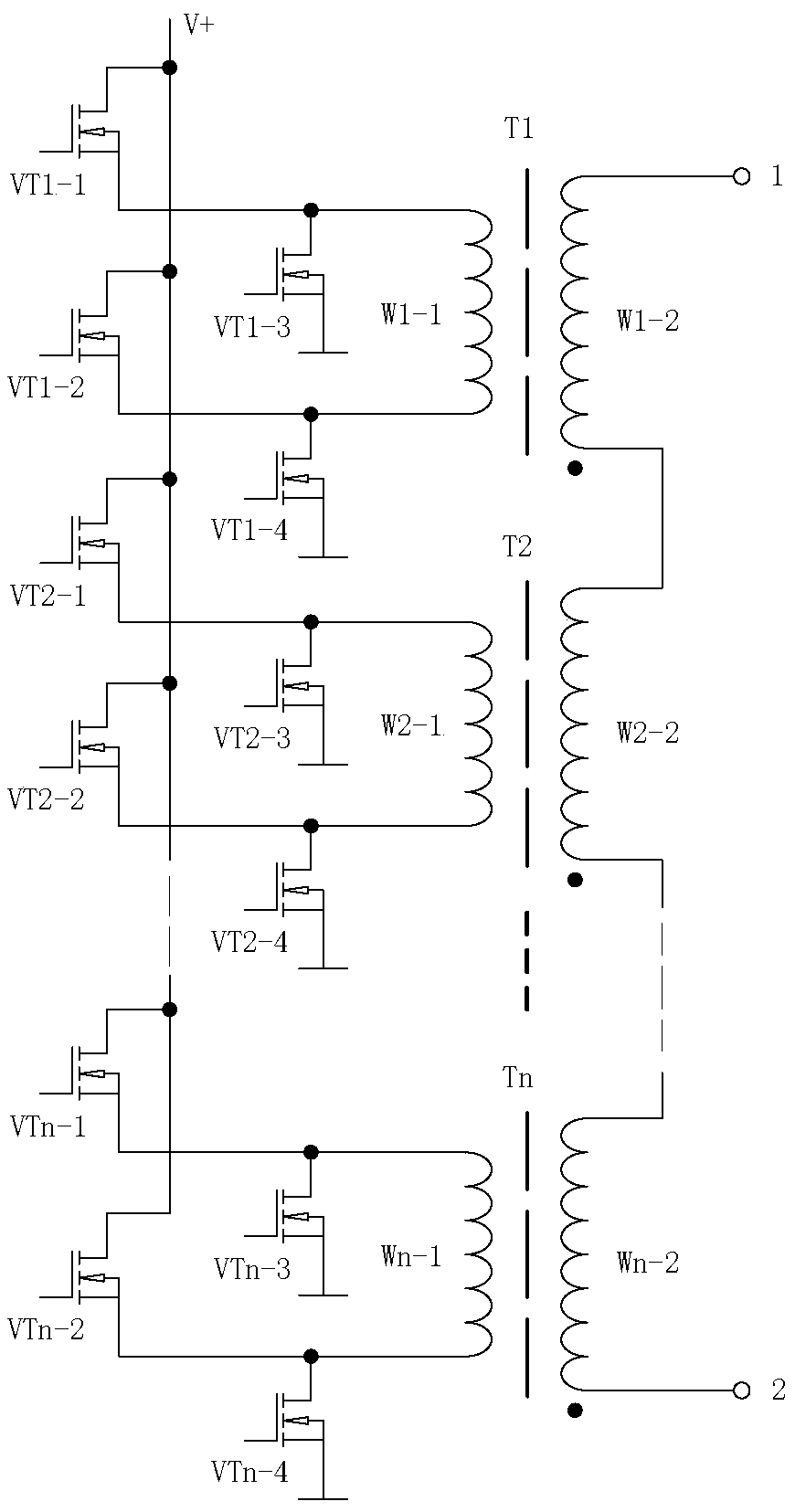 A super high voltage power output circuit