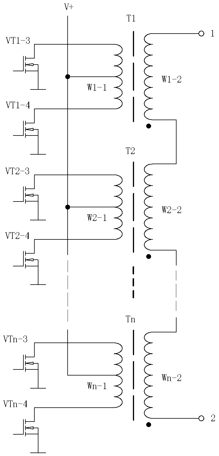 A super high voltage power output circuit