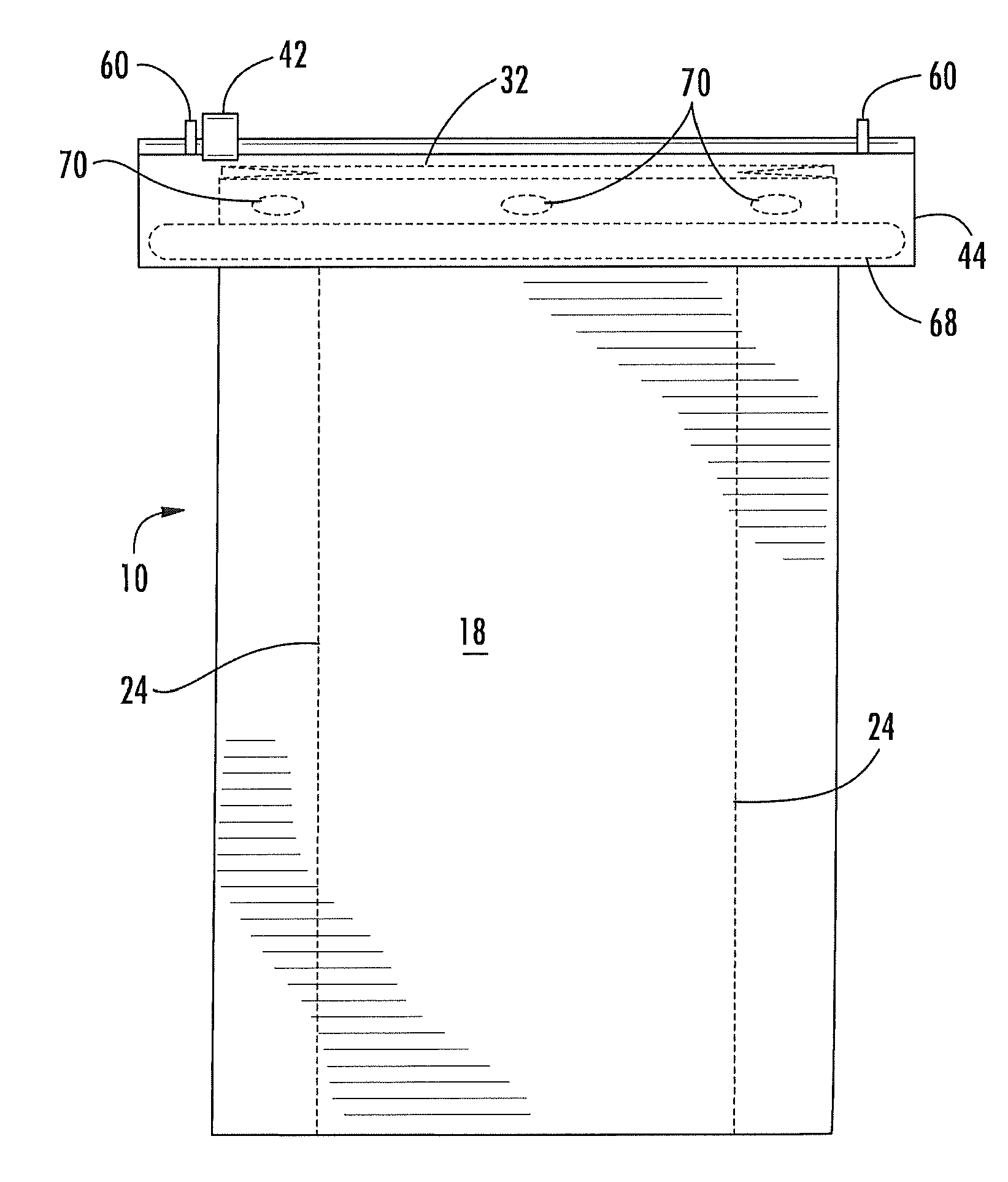 Bag with closure mechanism mounted by contrasting adhesive materials