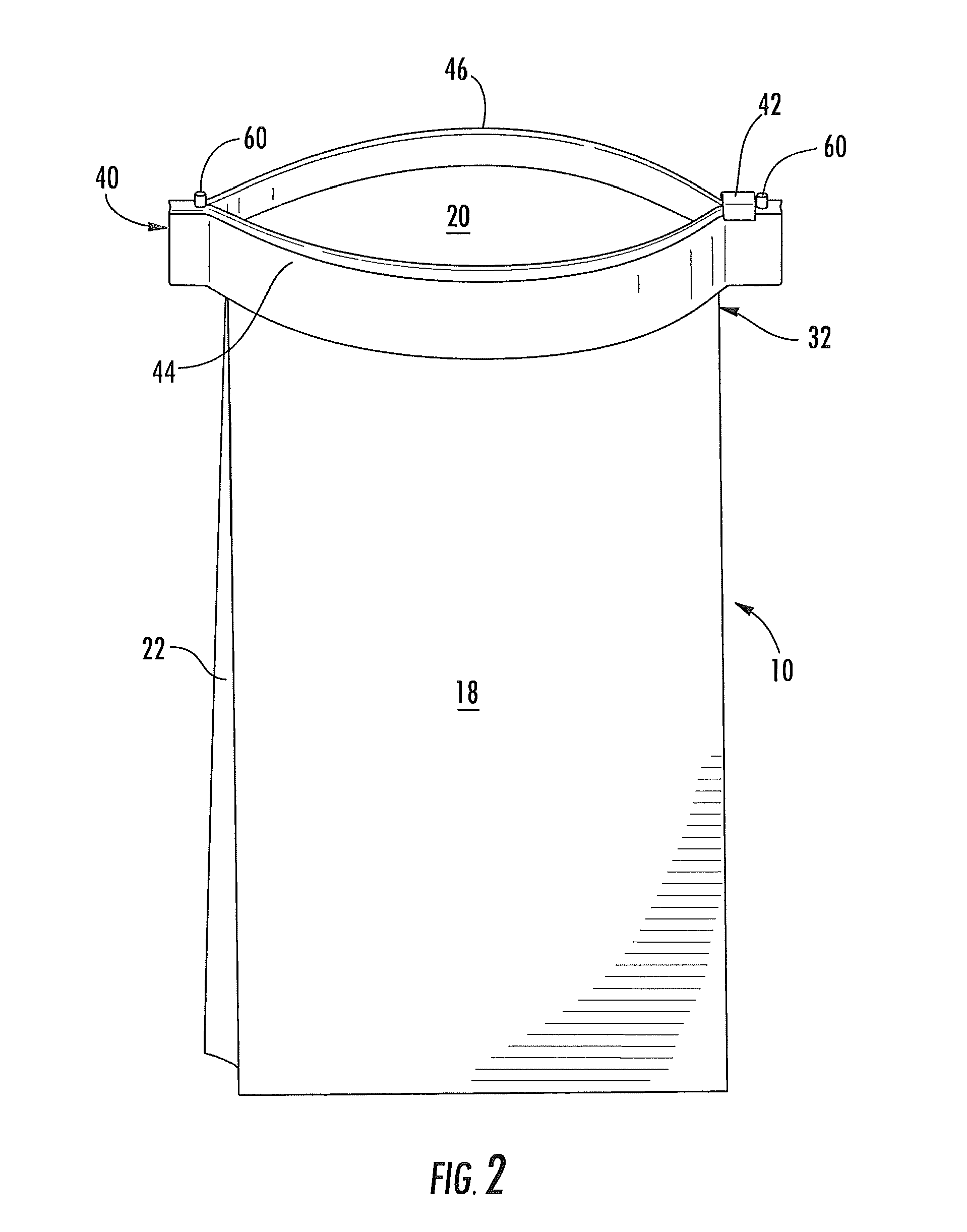 Bag with closure mechanism mounted by contrasting adhesive materials