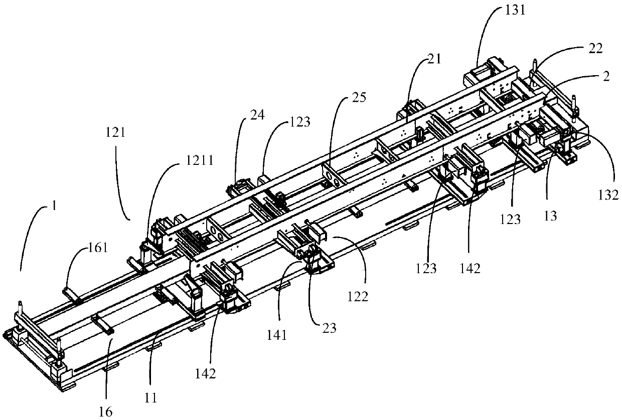 Split mounting tool for rear frame of semitrailer