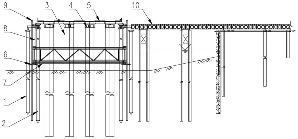 Device and method for quickly constructing bridge substructure in half-shore and half-water narrow water area