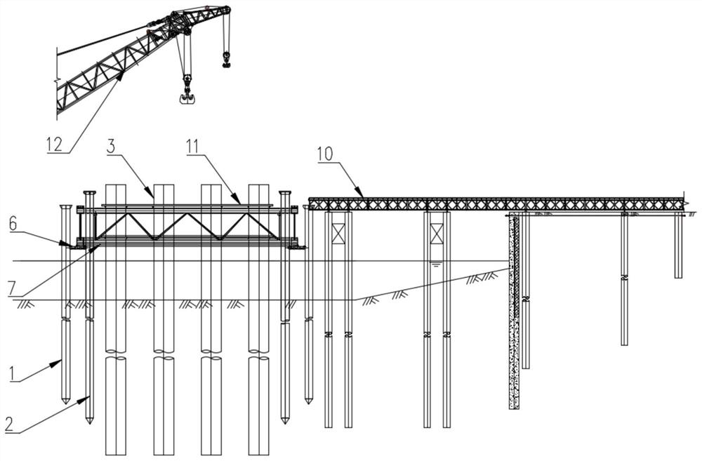 Device and method for quickly constructing bridge substructure in half-shore and half-water narrow water area
