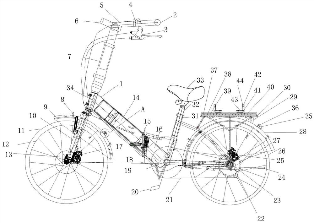 Electric bicycle with folding storage function