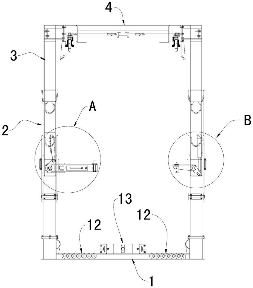 Overturning type loading and unloading device for container