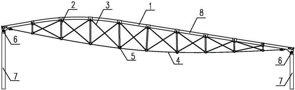 Dual-cable separated type string truss and construction method thereof
