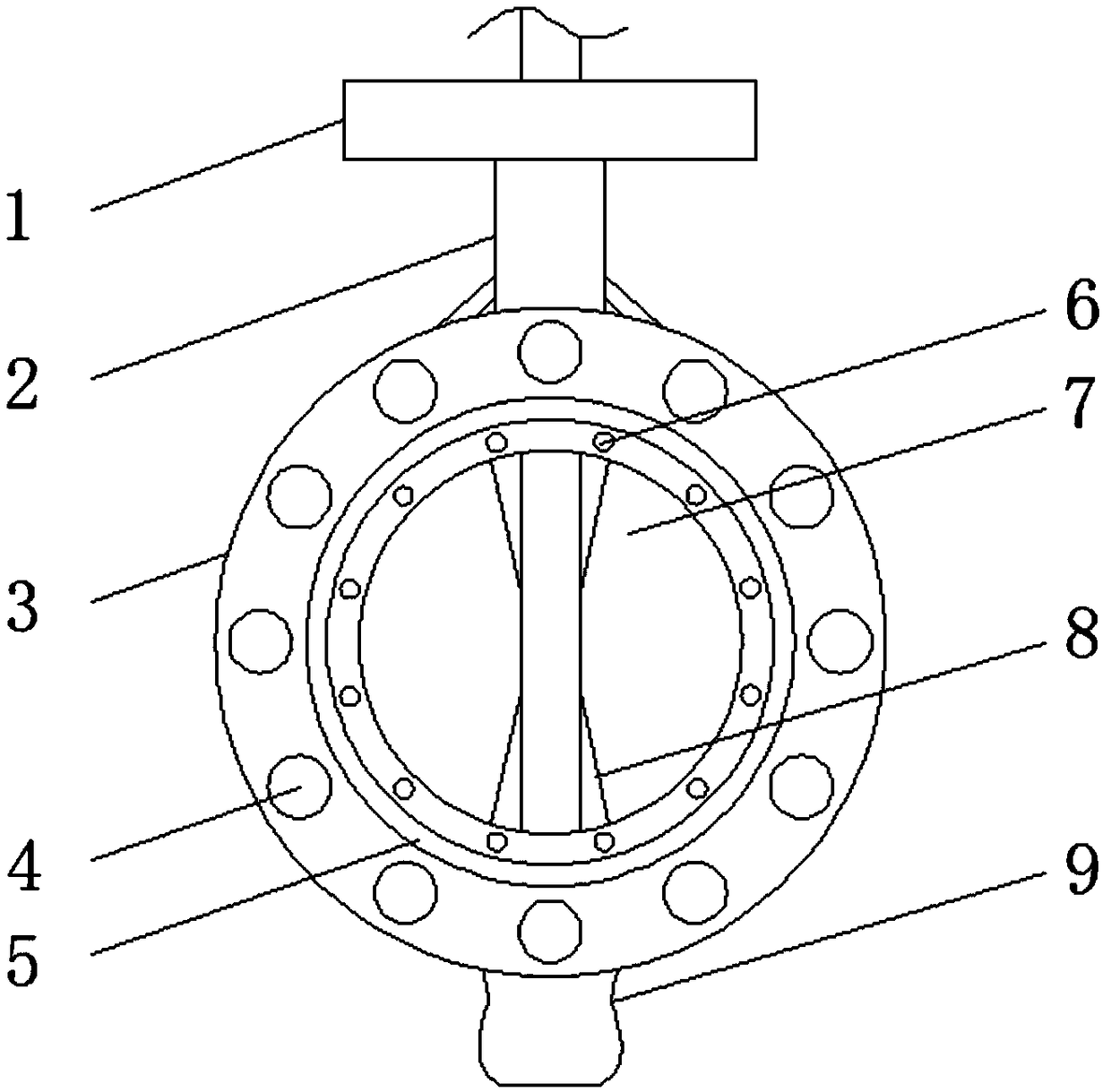 Movable butterfly valve with valve body and sealing ring
