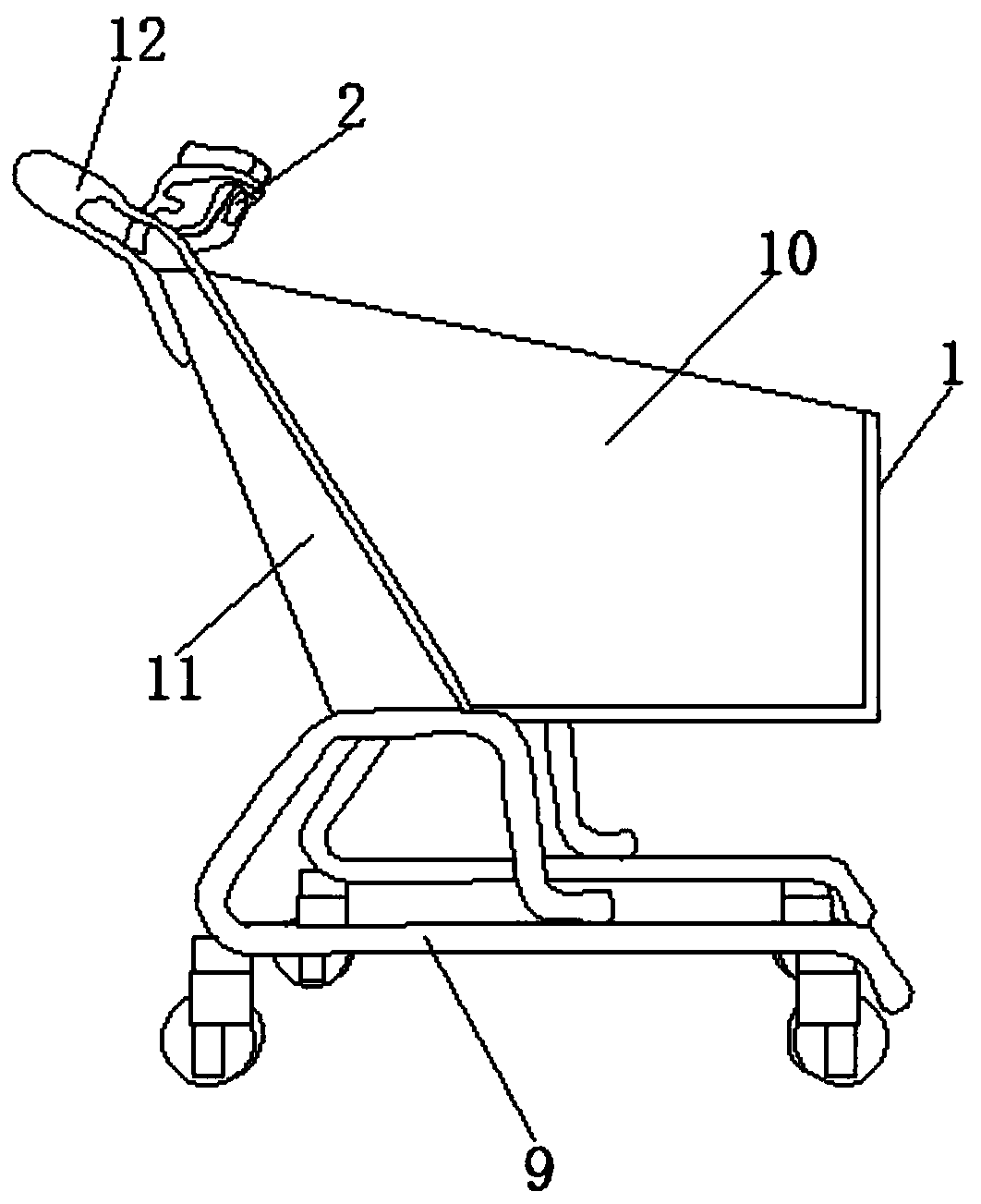 Supermarket shopping trolley with scanner