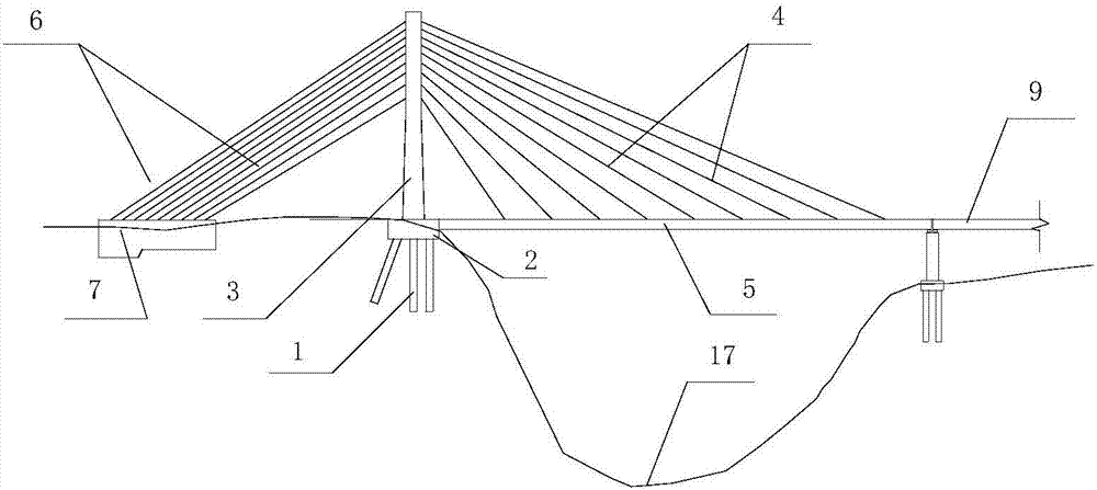 Ground anchor type single-tower cable-stayed bridge structure