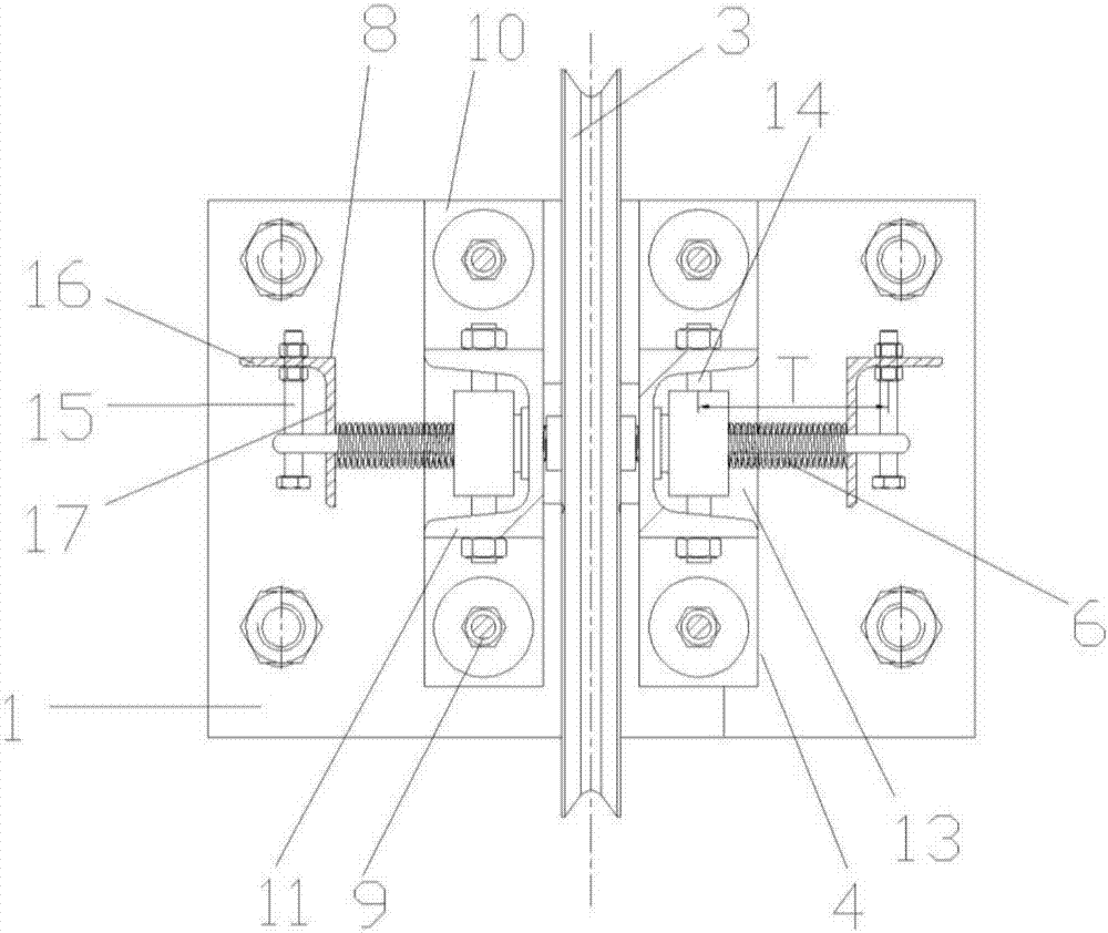 Spring type speed limiter tensioning device constant in tensioning force