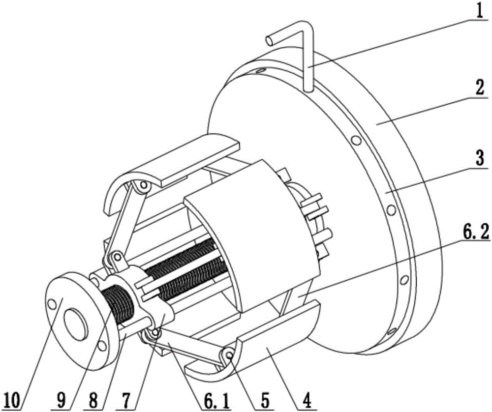 Rotating force-increasing energy absorption barrel fixing device