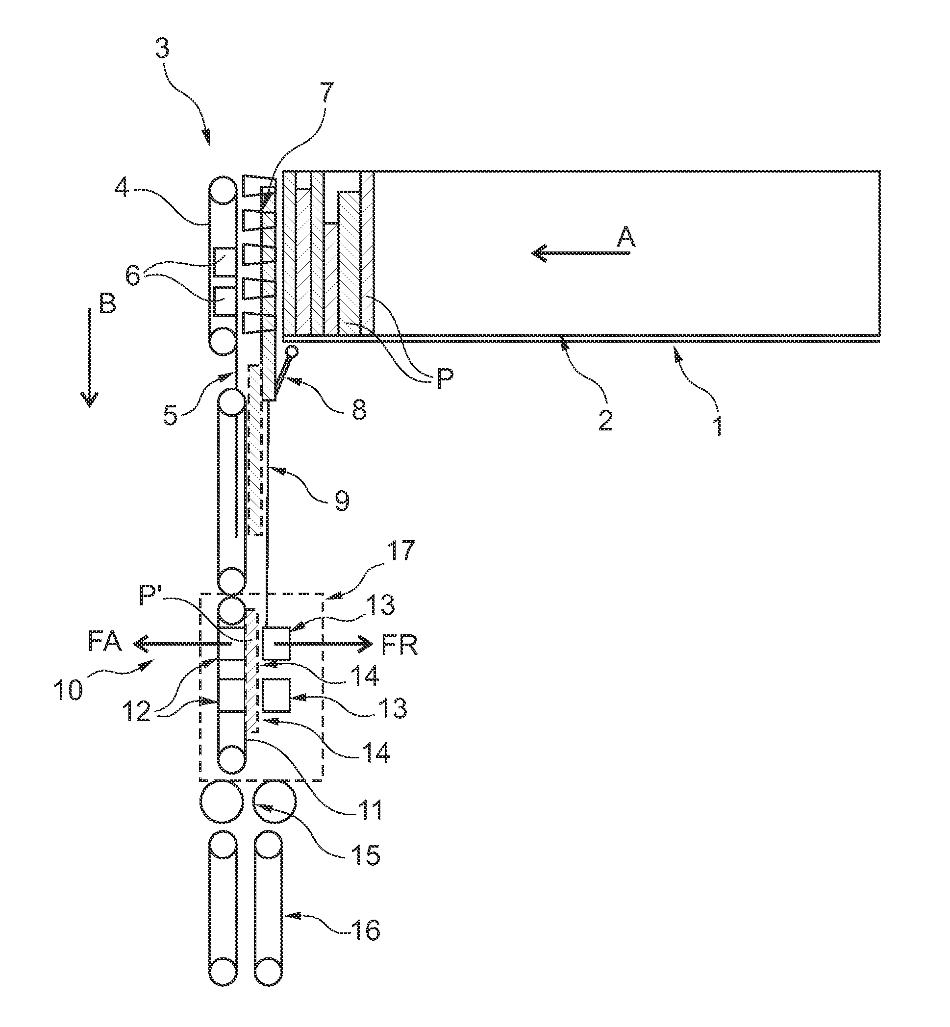 Flat-article feed device and a postal sorting machine