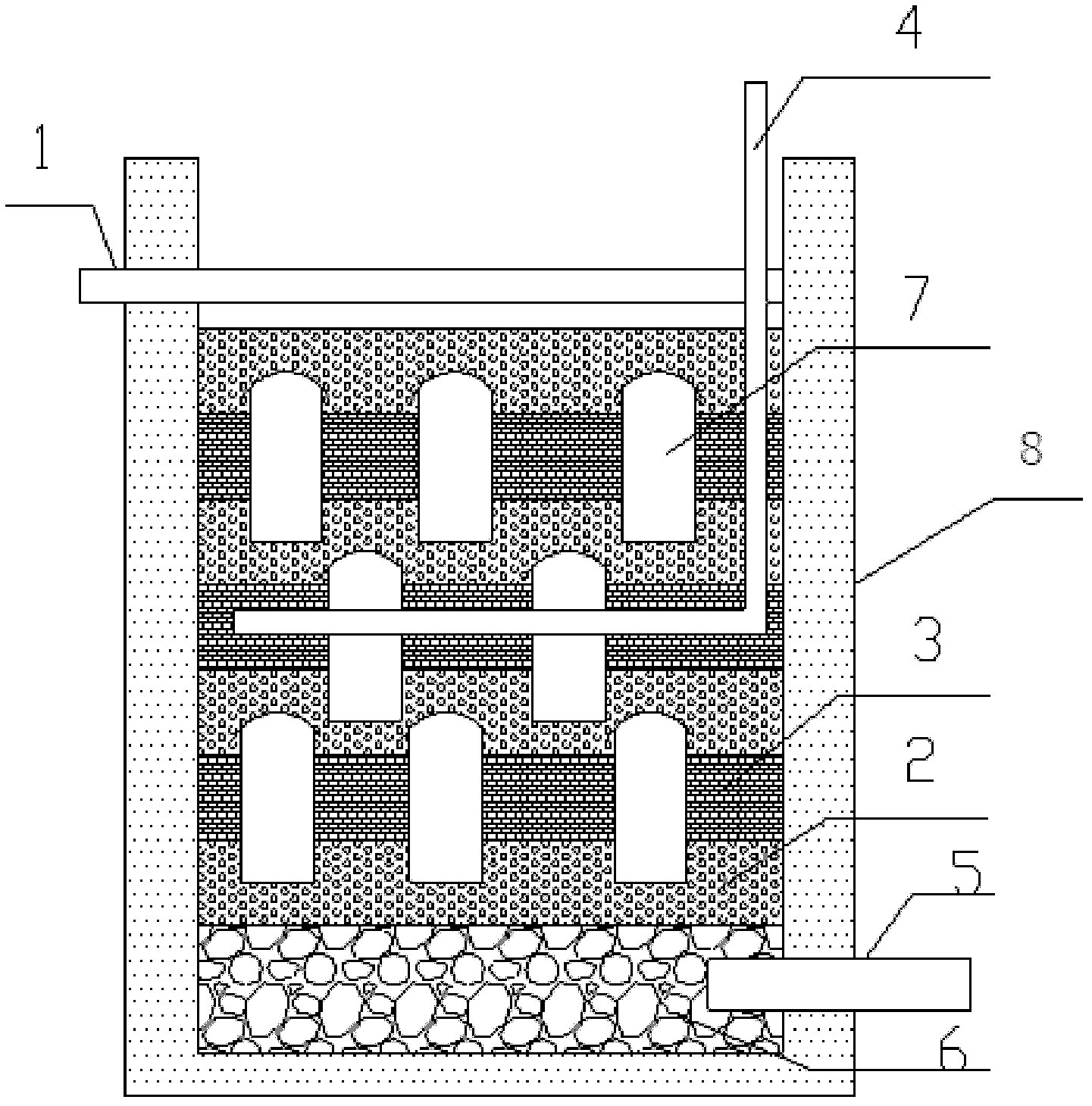 Composite medium biological filter sewage treatment method and matched device