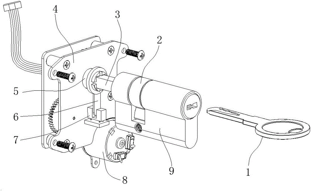 Detection device for angular position of rotating shaft of speed reducer of electric lock and electric lock