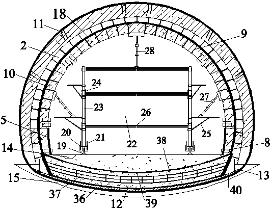 Separated type tunnel arch-replacement supporting structure and construction method thereof