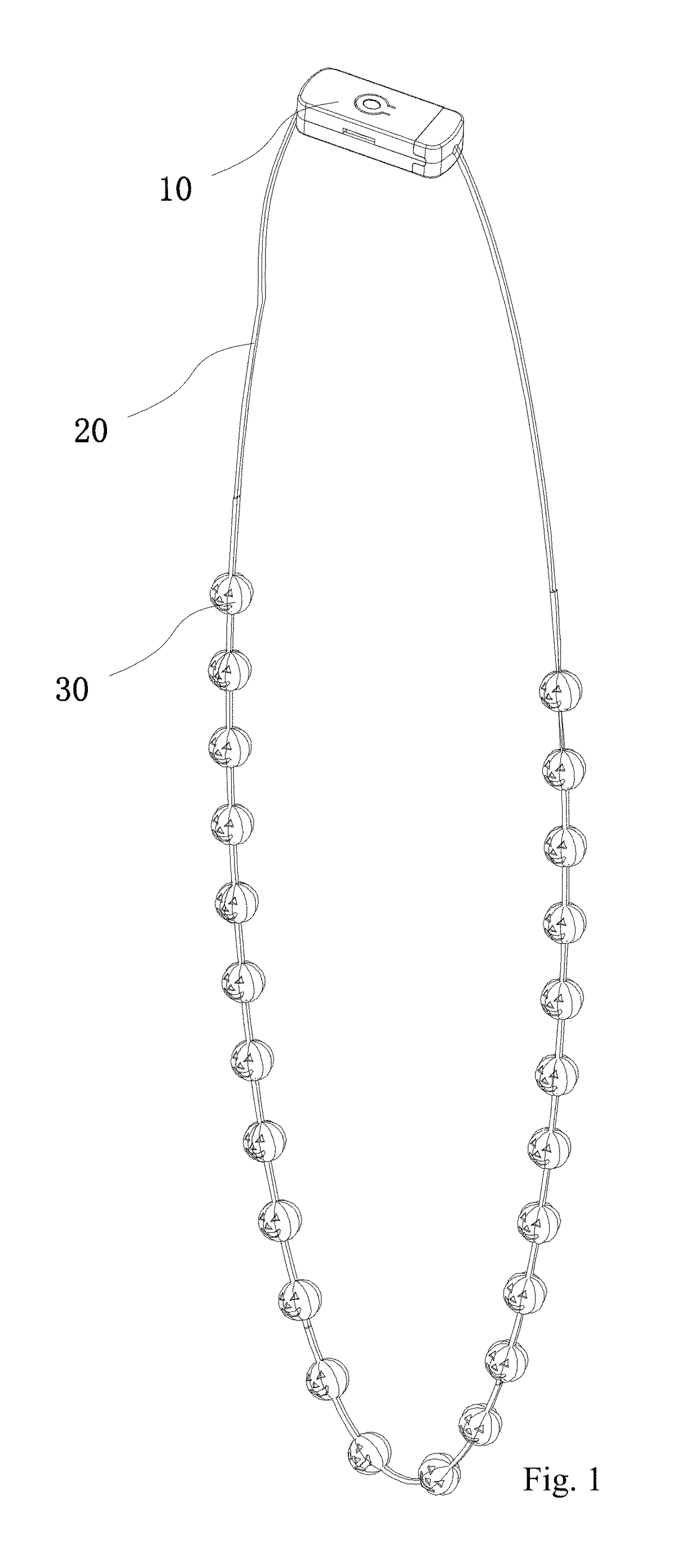 Luminous necklace structure