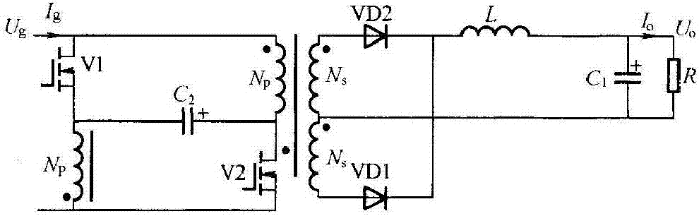 Active clamping forward switching power supply circuit