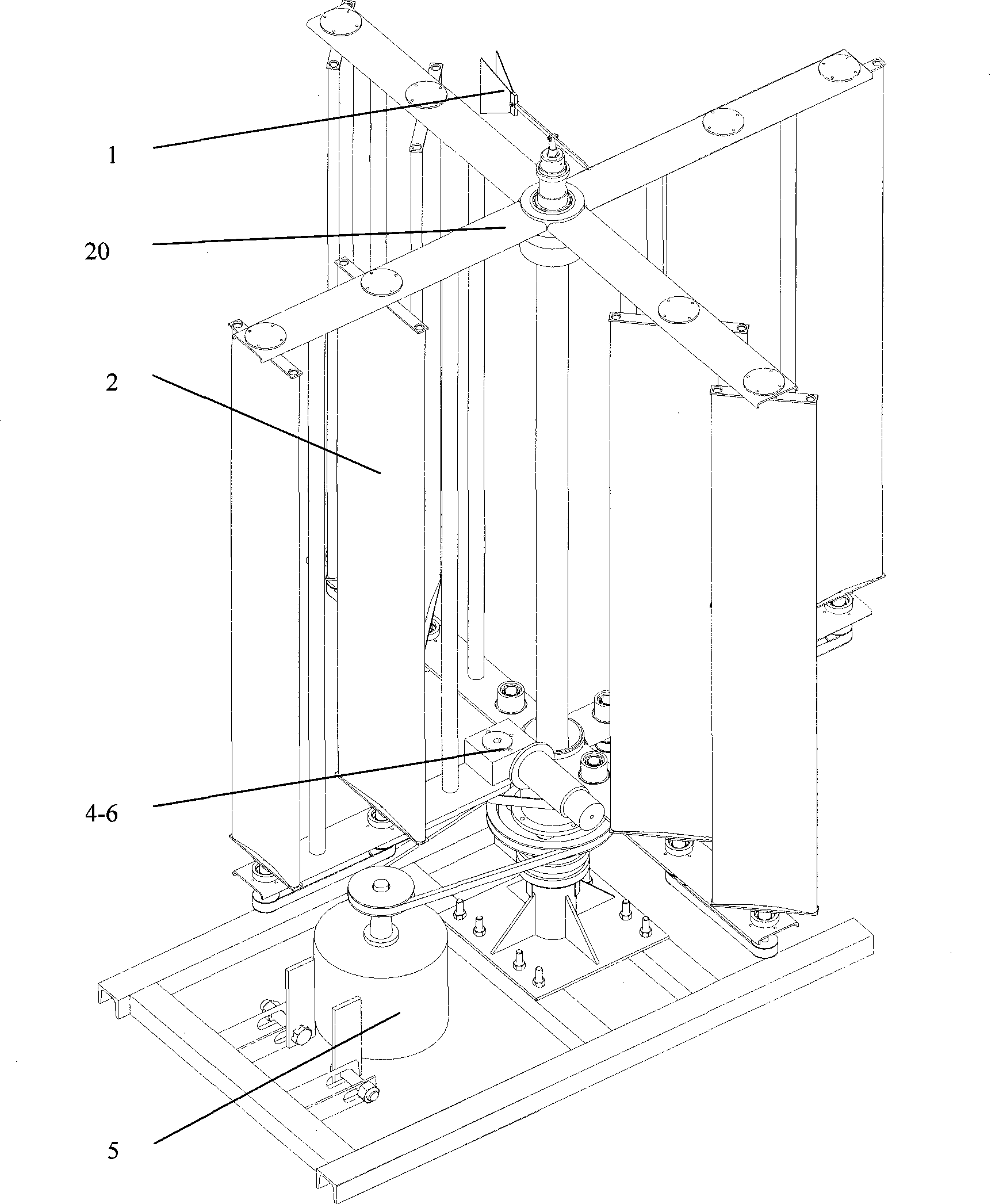 Vertical-axis wind-driven dynamo of variable-pitch resistance and lift mixed type