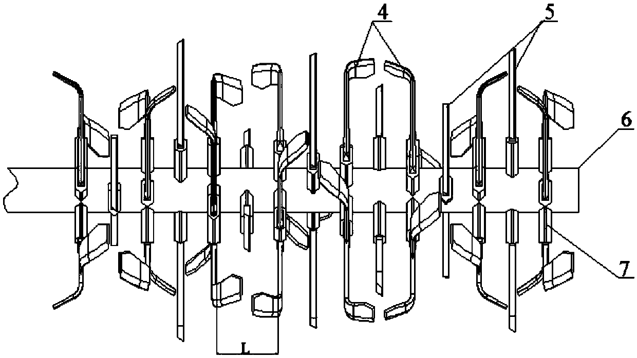 Six-head spiral rotary tillage stubble cleaning grass burying knife roll