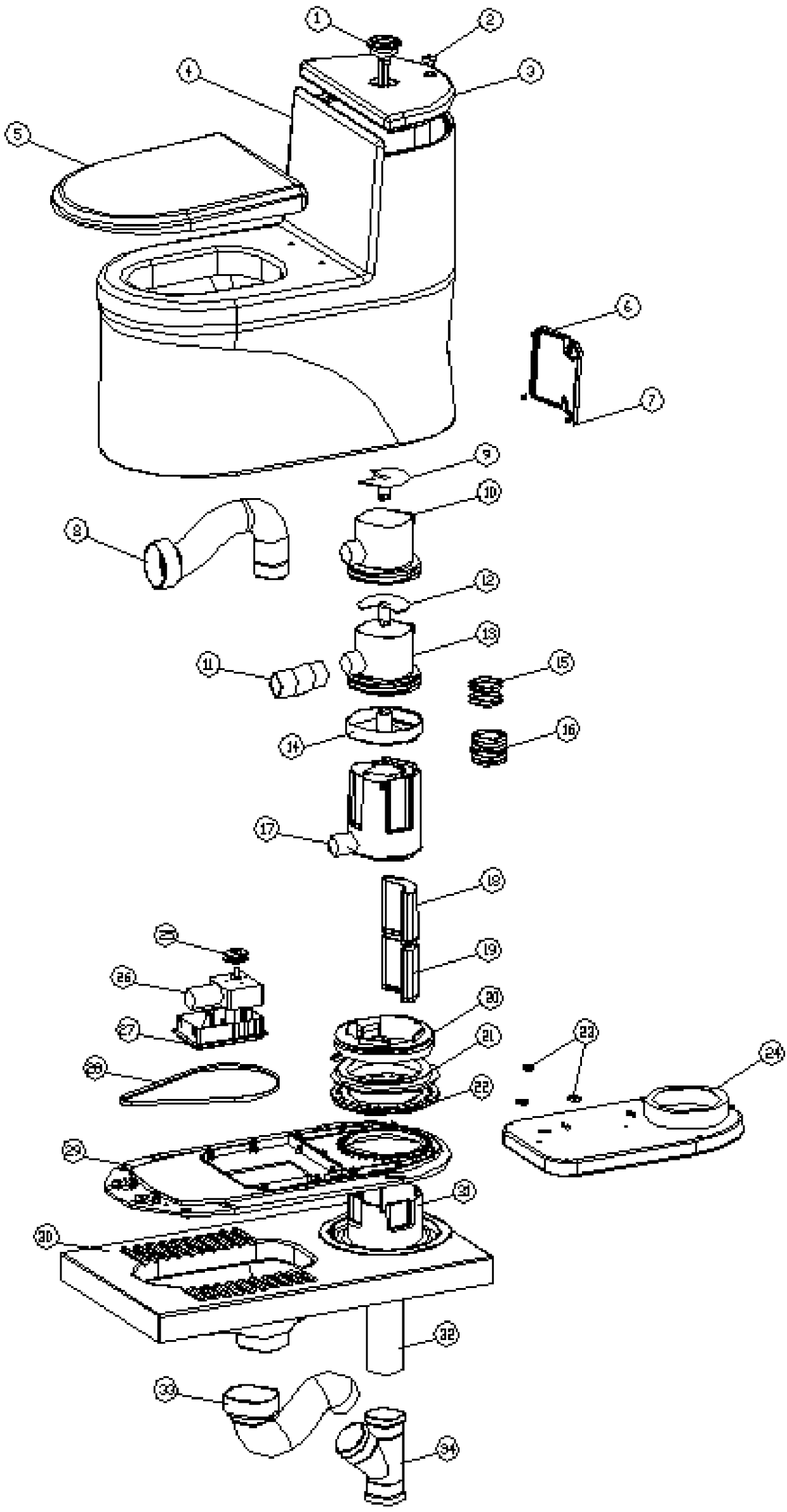 An automatic switching flush smart toilet with a rotating function