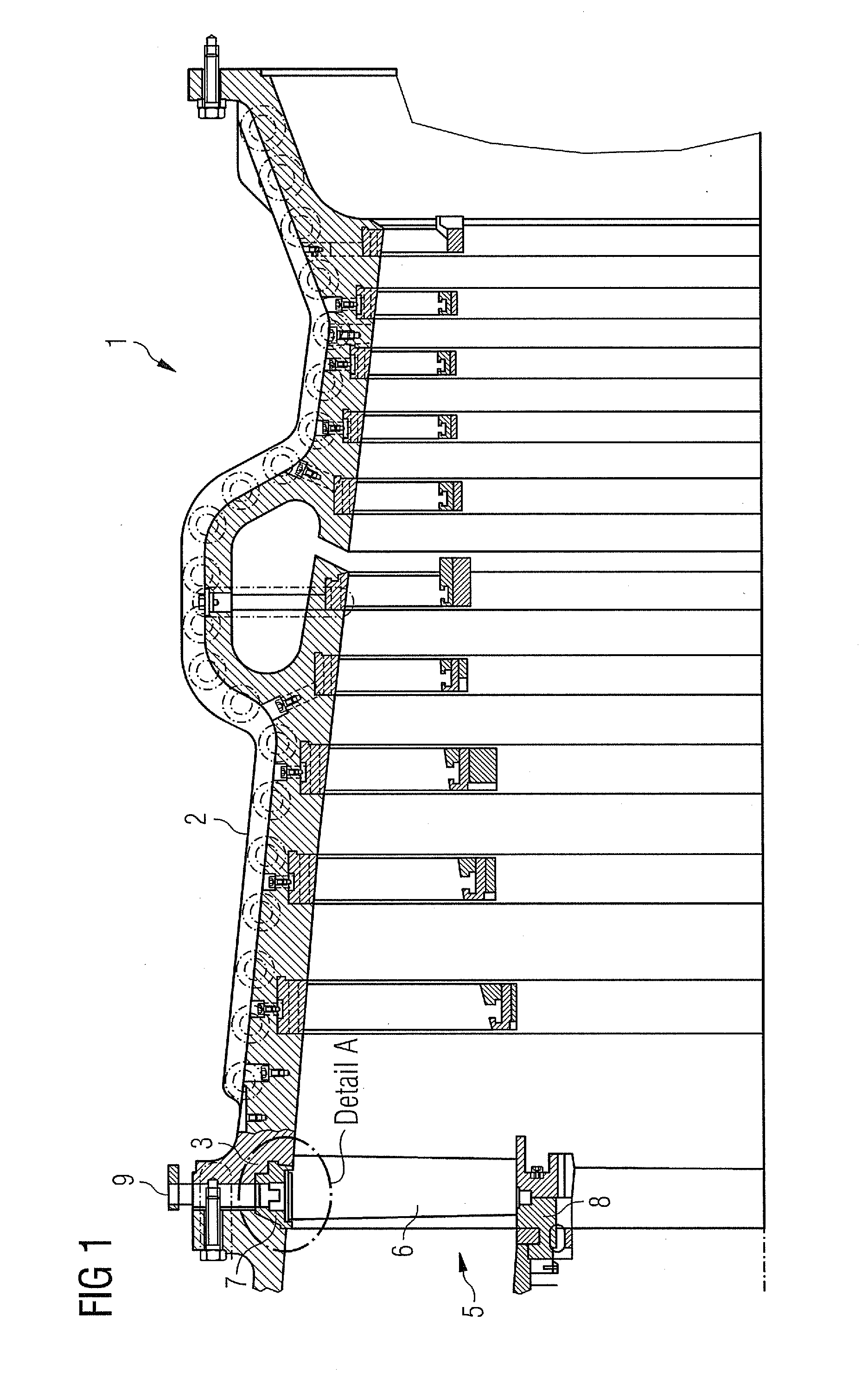 Device for a Horizontally Split Turbomachine Housing, Guide Disc Segment and Guide Blade Carrier for a Horizontally Split Turbomachine Housing